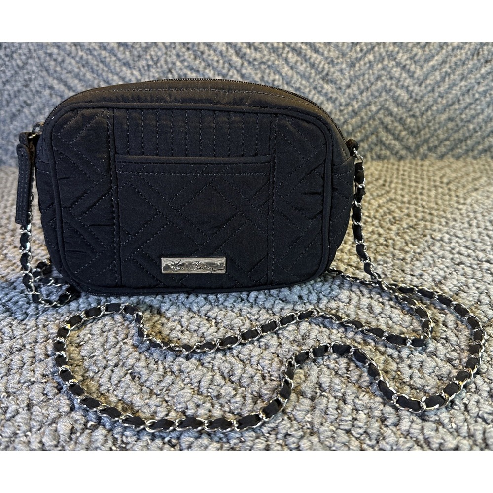 Vera Bradley Crossbody Purse Quiltedโ Black Chain Strap EUC